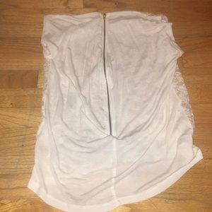 White shirt with lacy flower print on back