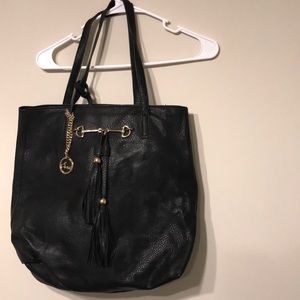 NWOT Black Leather Tote Purse