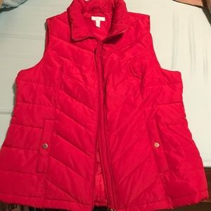 Red puffy vest