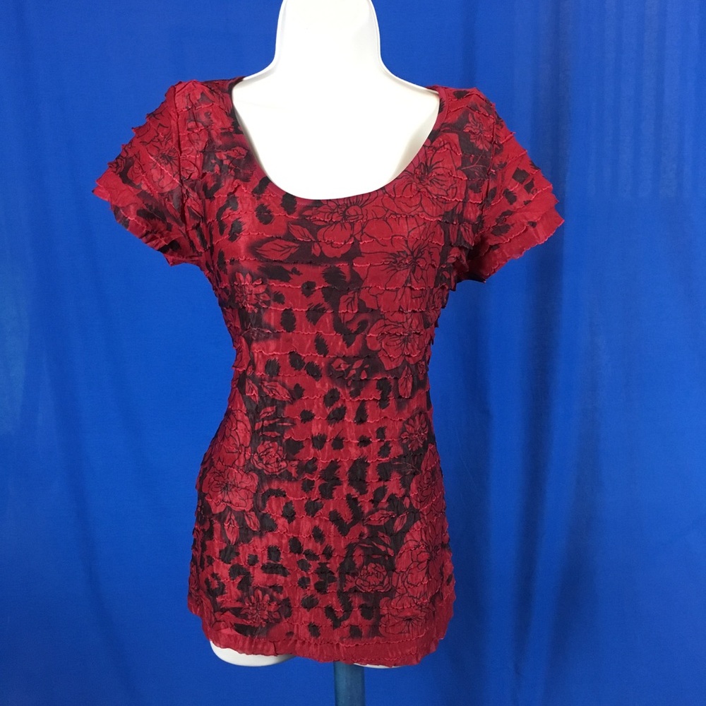 NWT Lavish Tiered Scalloped Layered Blouse