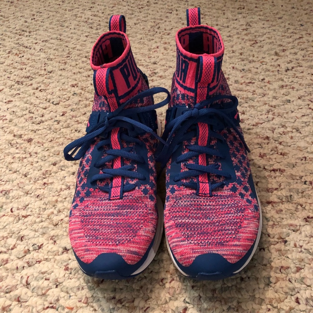 Pink and royal blue Puma ignites