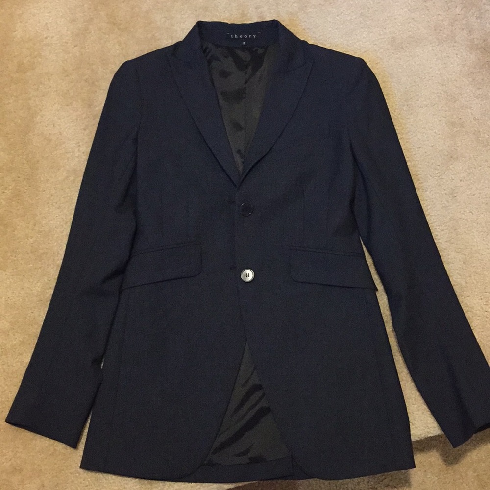 Theory dark grey/black long wool blazer