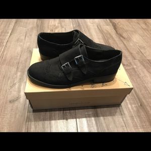 Black suede oxfords