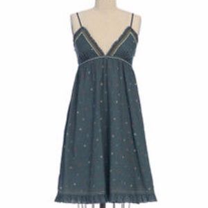 HAZEL EMPIRE WAIST EMBROIDERED TANK V NECK DRESS