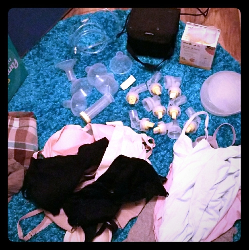 Medela pump, milk saver, accessories, nursing tops