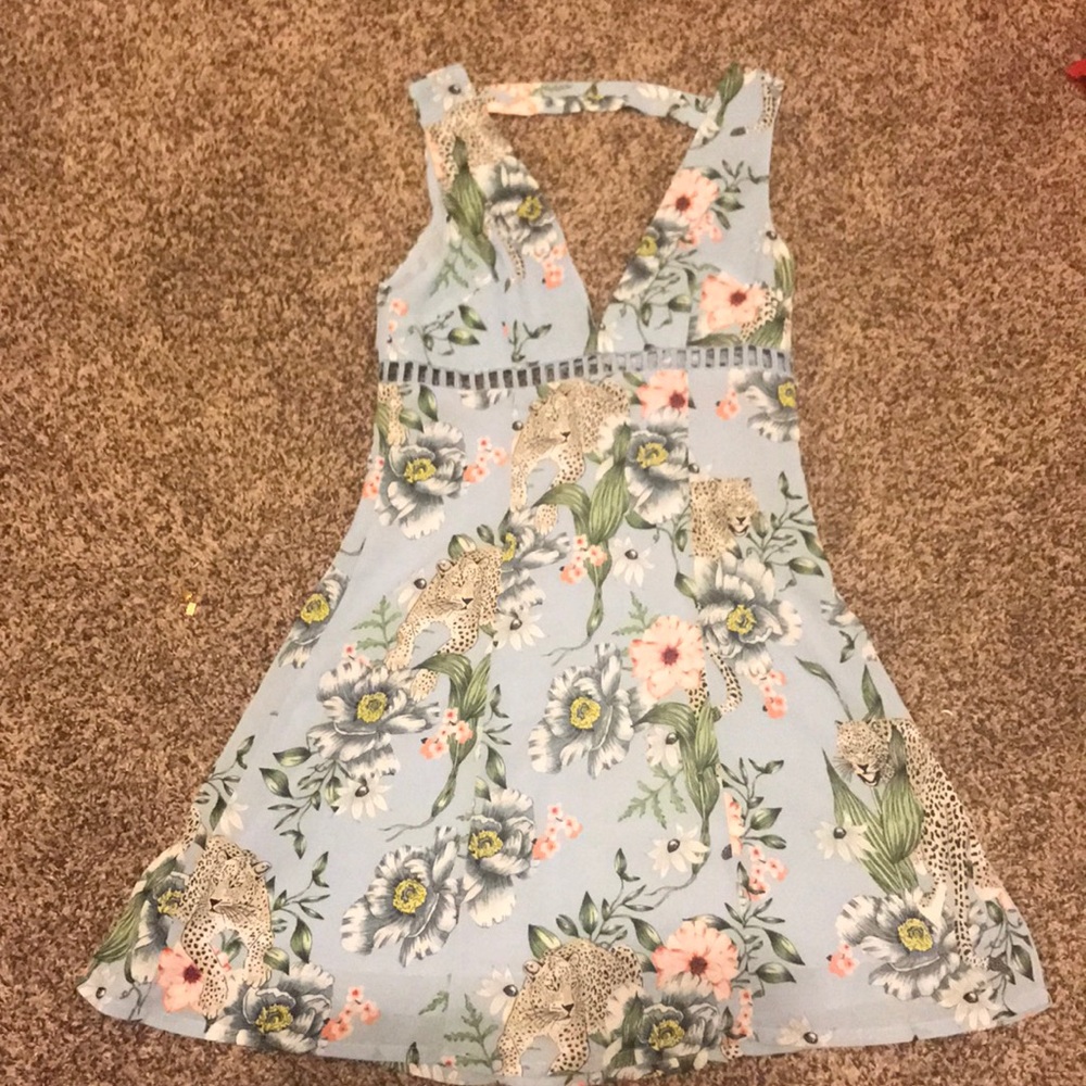 Blue Printed dress.