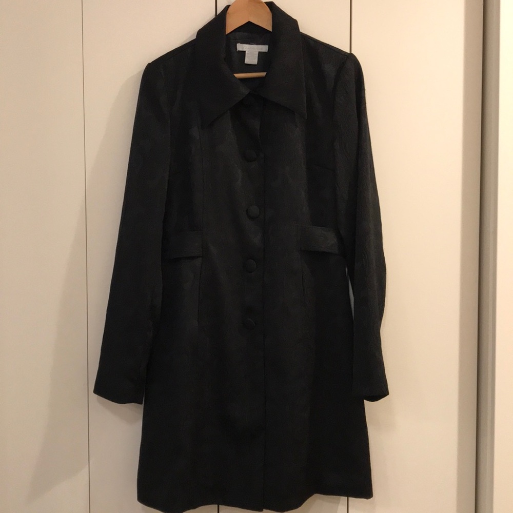 Black satin paisley dress coat