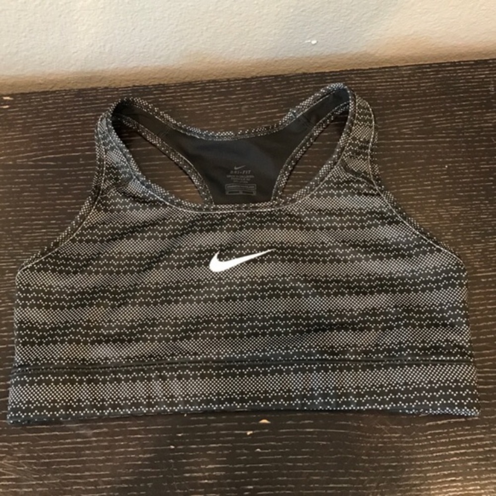 Black and white patterned Nike sport bra