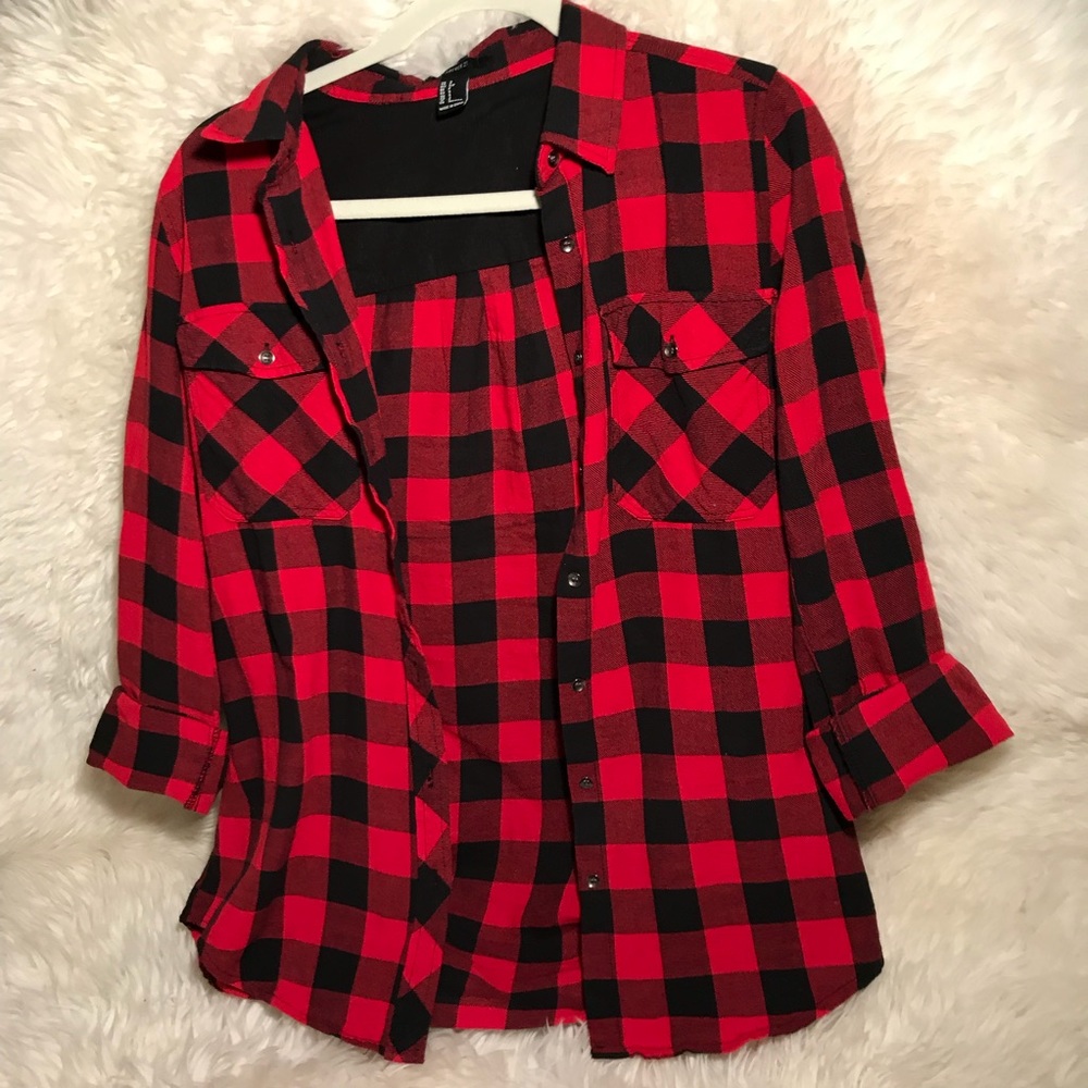 forever 21 thin red flannel shirt