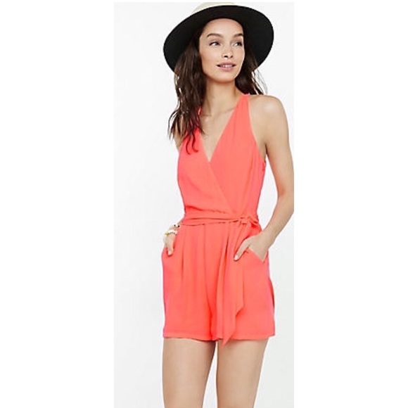 Jumpsuits | Express Coral Romper | Poshmark