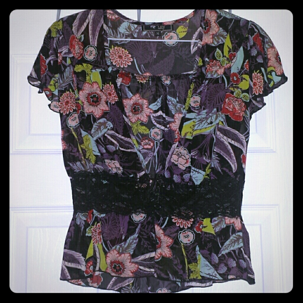 Floral and lace top