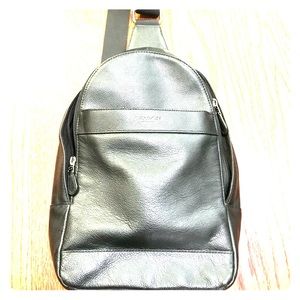 Black coach leather Backpack