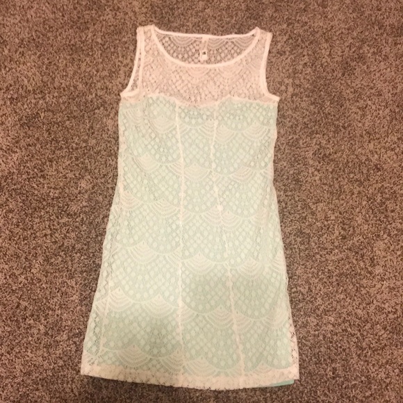 White and Teal lace dress. - Picture 1 of 2