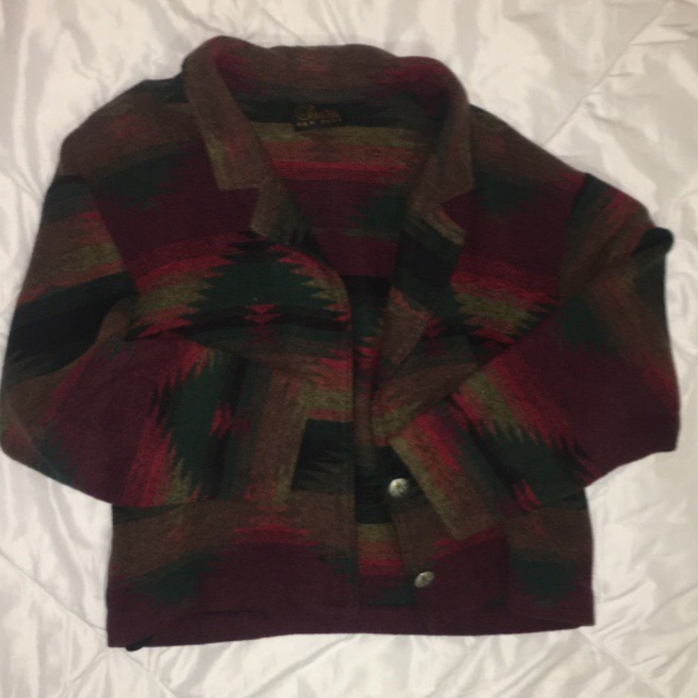 Vintage Aztec print collared blazer top