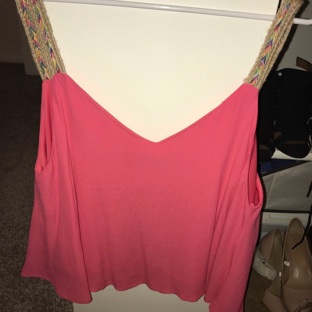 Tank top with a pink blouse bottom
