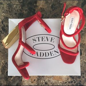 Steve Madden-Red Suede Sandals