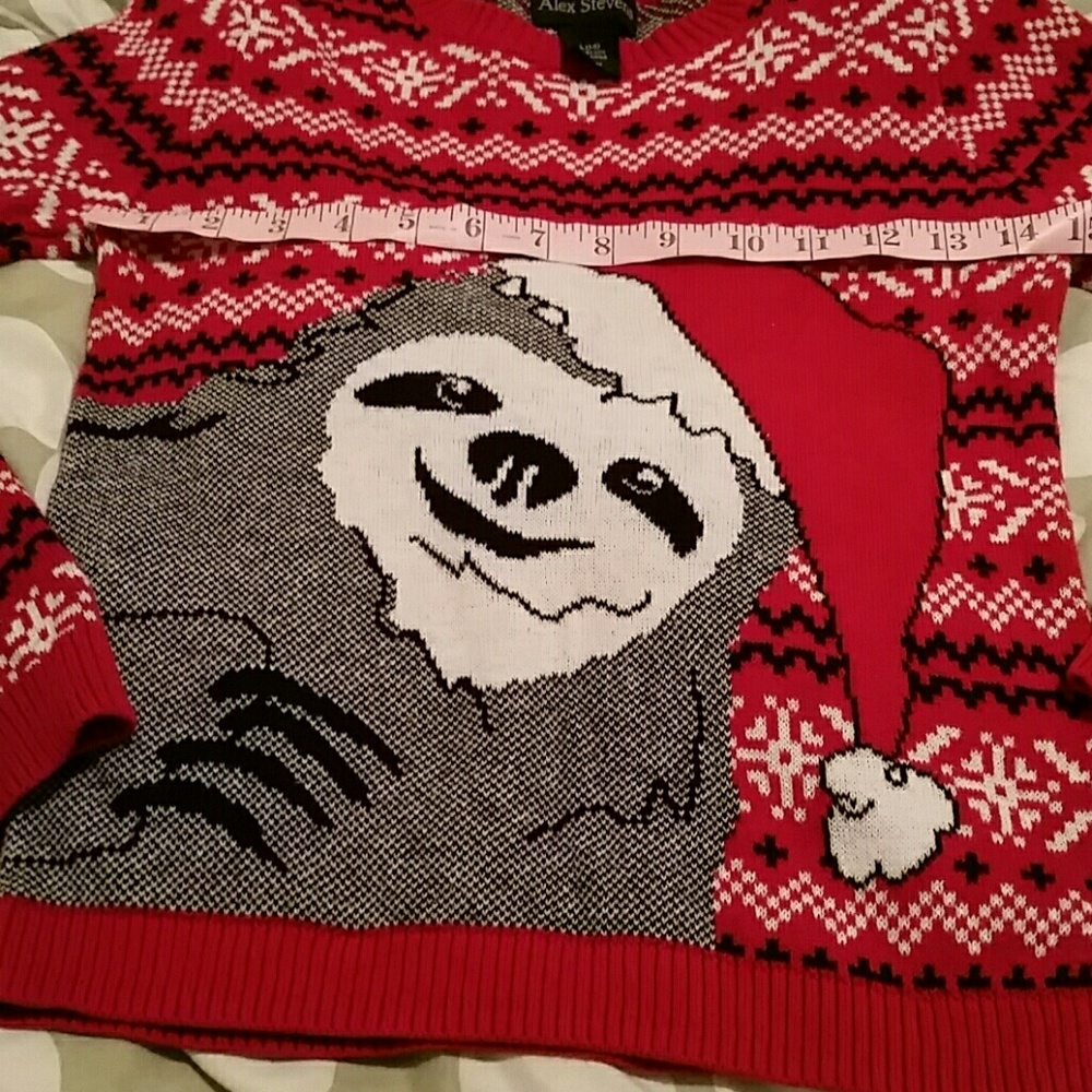 SOLD Sloth ugly Christmas sweater holiday xs s - Picture 2 of 2
