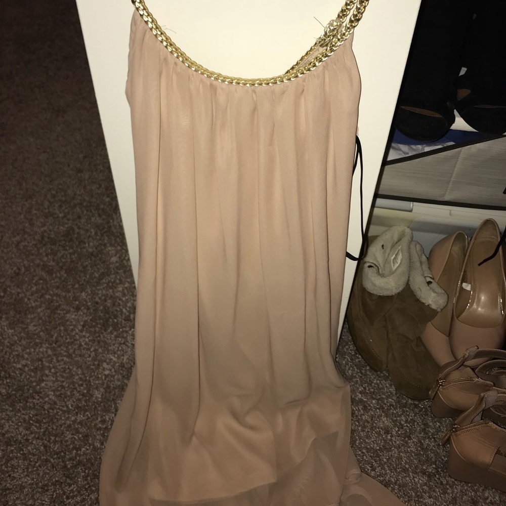 Gold dress with a long skirt