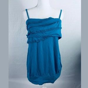 Lane Bryant Tank Top Ruffle Blue Sz 16 fun flirty