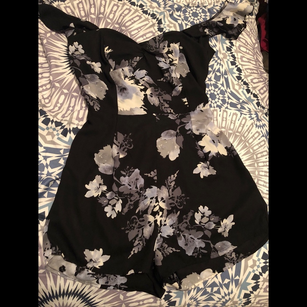 Floral open back romper