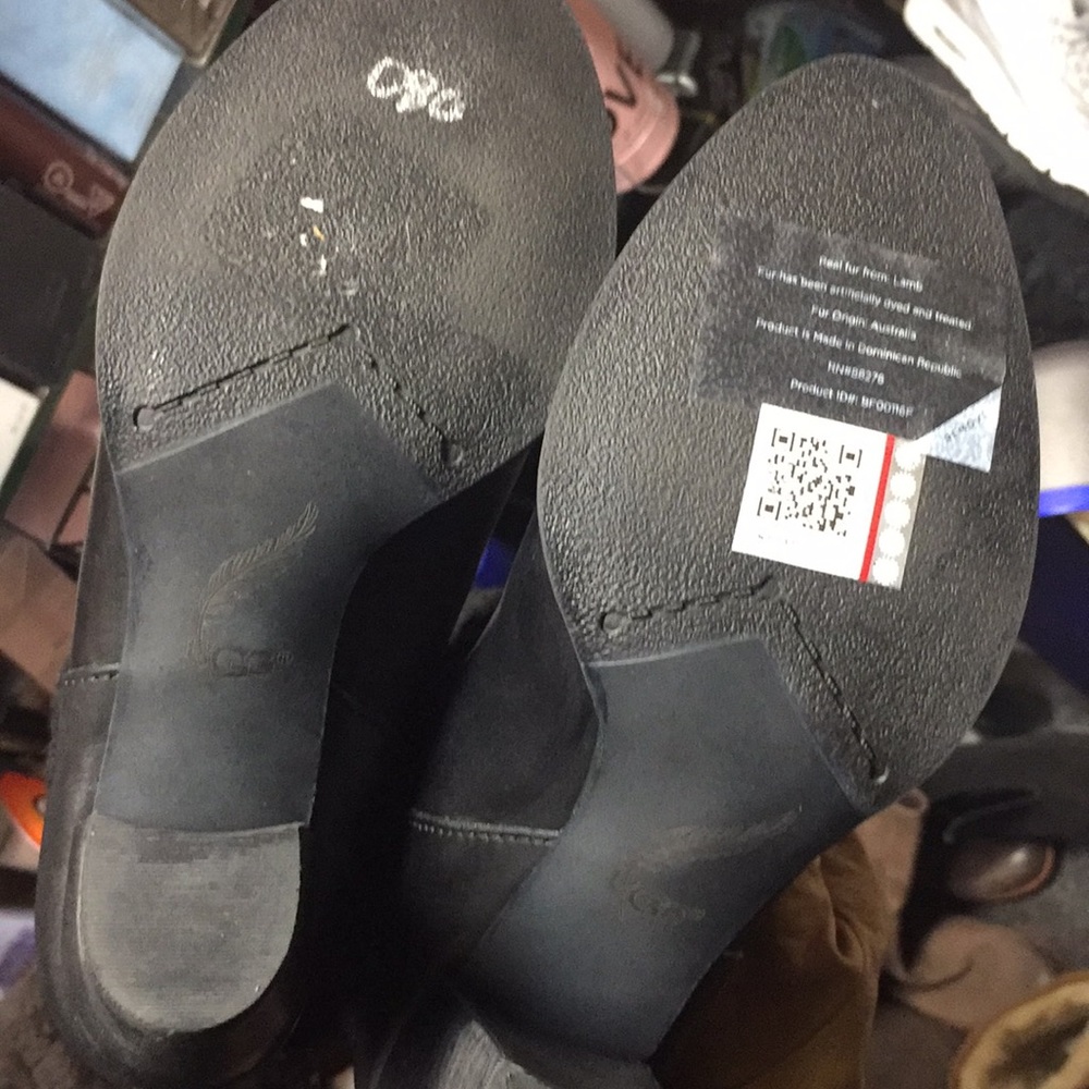 Women's Ugg Ava Exposed Fur Black Boots - Picture 7 of 7