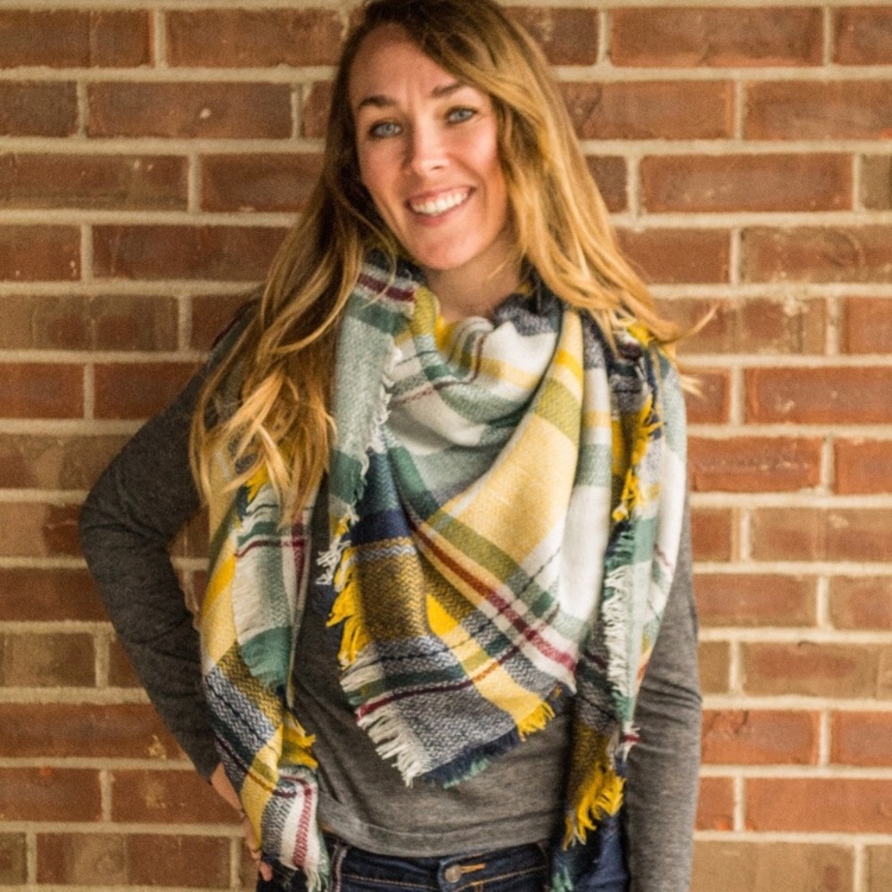 Plaid blanket scarf