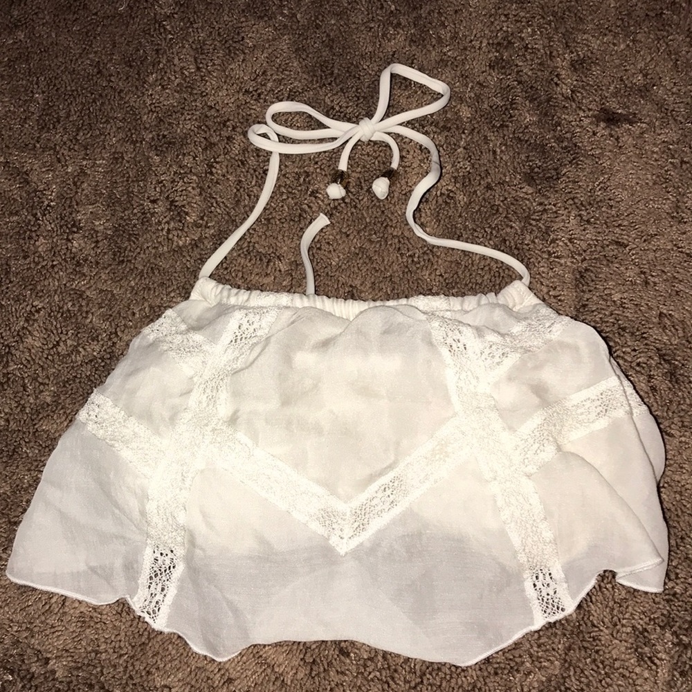 High neck white bikini top