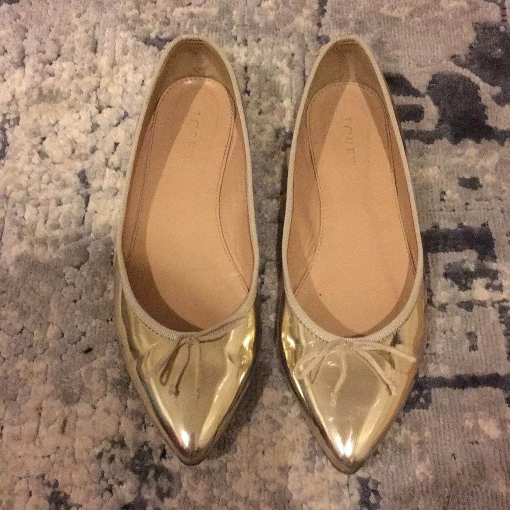 Jcrew gold metallic Gemma flats