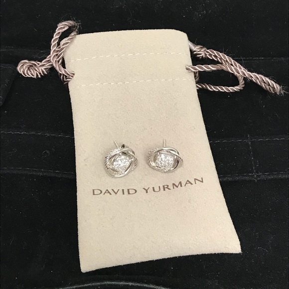 📌📌SOLD 📌David Yurman Pave Diamond Silver Studs - Picture 4 of 8
