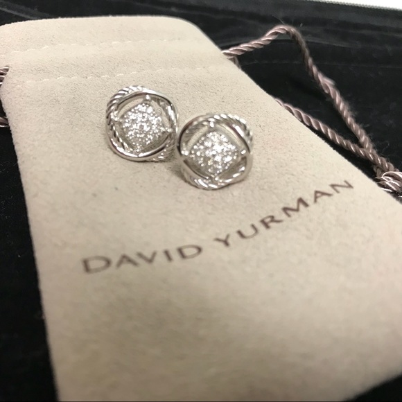 📌📌SOLD 📌David Yurman Pave Diamond Silver Studs - Picture 5 of 8