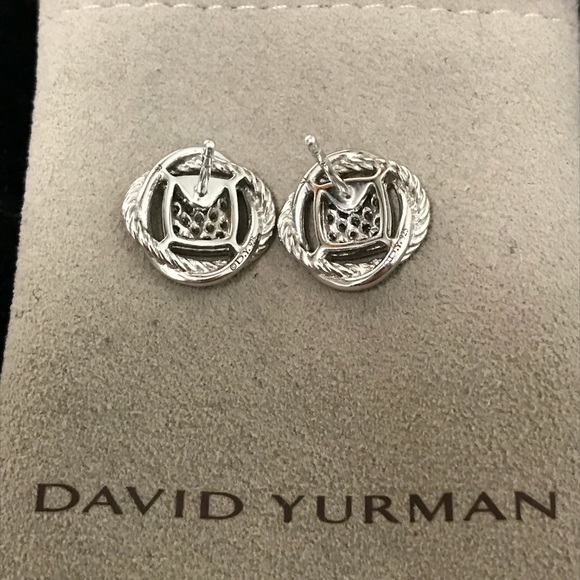 📌📌SOLD 📌David Yurman Pave Diamond Silver Studs - Picture 6 of 8