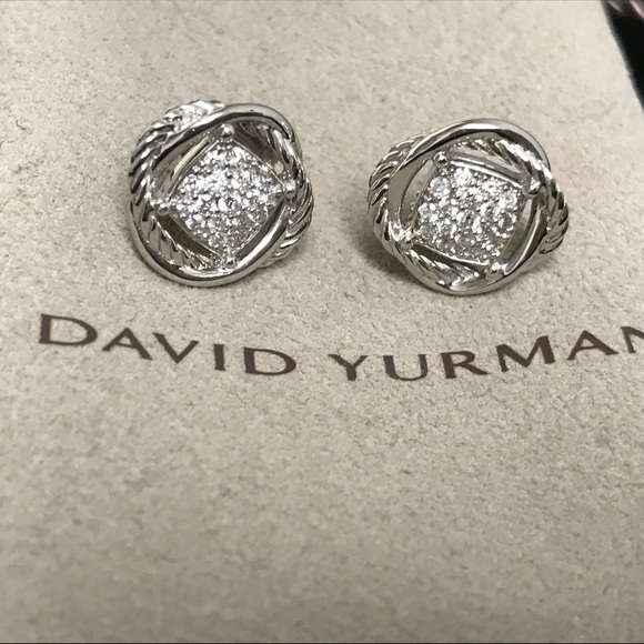 📌📌SOLD 📌David Yurman Pave Diamond Silver Studs - Picture 7 of 8