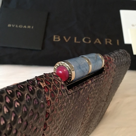 4K Bvlgari Snakeskin Lipstick Small Clutch Bag - Picture 3 of 8