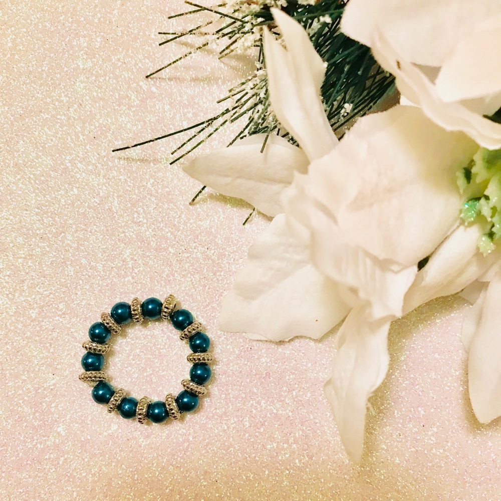 Holiday infant blue and silver bracelet