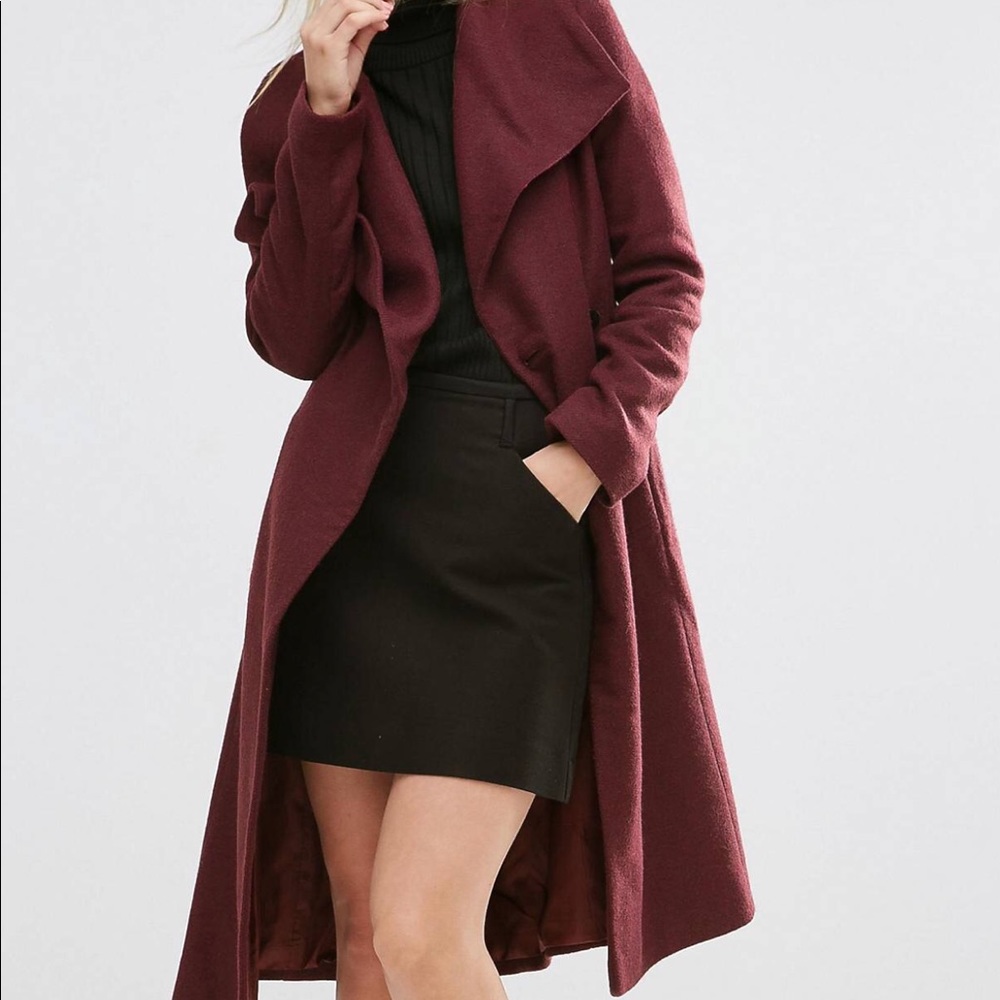 ASOS burgundy over size coat size 8
