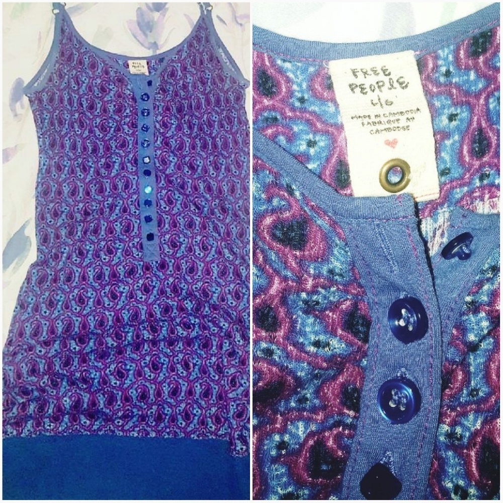 FREE PEOPLE Boho Paisley Tank Dress / Long Top