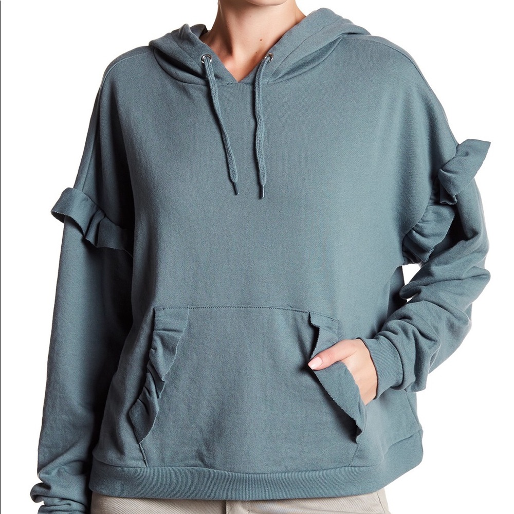 NWT ROMEO + JULIET COUTURE ruffle hoodie in Sage - Picture 1 of 2