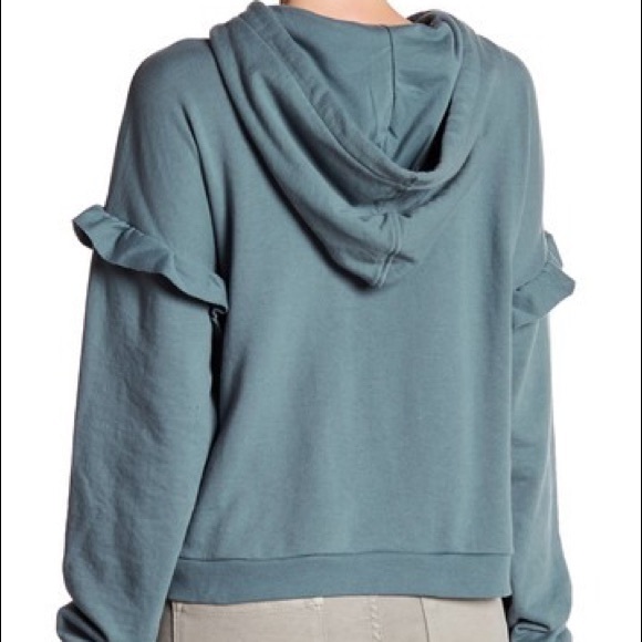 NWT ROMEO + JULIET COUTURE ruffle hoodie in Sage - Picture 2 of 2