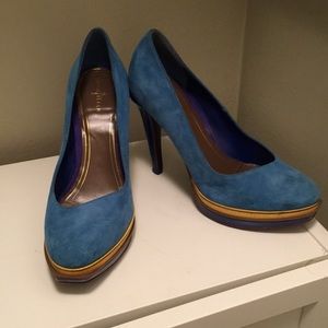 Cole Haan Blue suede platform heels (Nike air!)