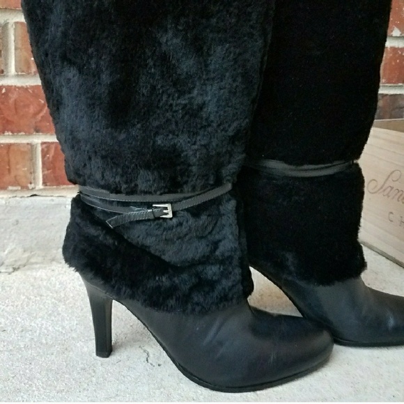 ❌SOLD Ralph Lauren Fur Black Leather Boots - Picture 2 of 8