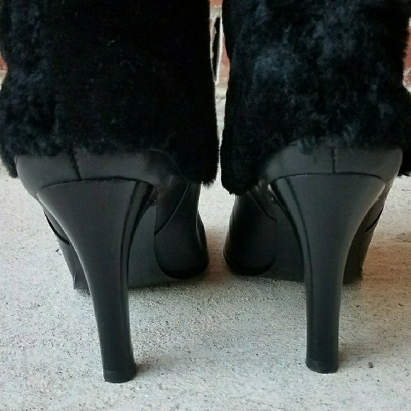 ❌SOLD Ralph Lauren Fur Black Leather Boots - Picture 6 of 8