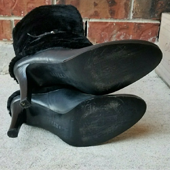 ❌SOLD Ralph Lauren Fur Black Leather Boots - Picture 7 of 8