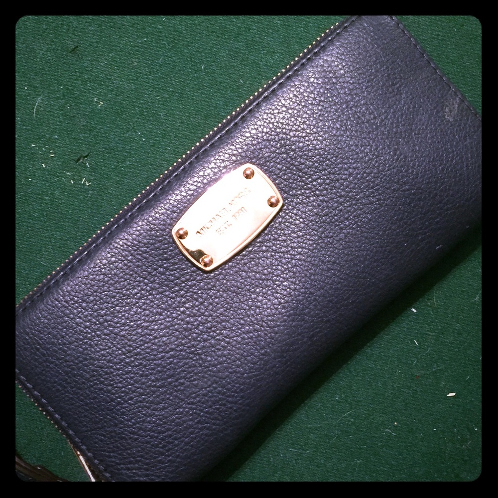 Navy blue and gold Michael Kors wristlet & wallet