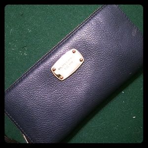 Navy blue and gold Michael Kors wristlet & wallet
