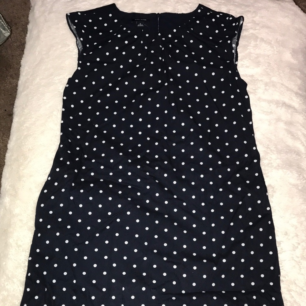 Blue and white polka dot dress