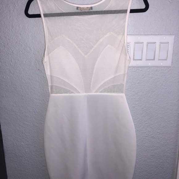 Gold and Off-White Mesh Mini Dress (M) - Picture 2 of 3