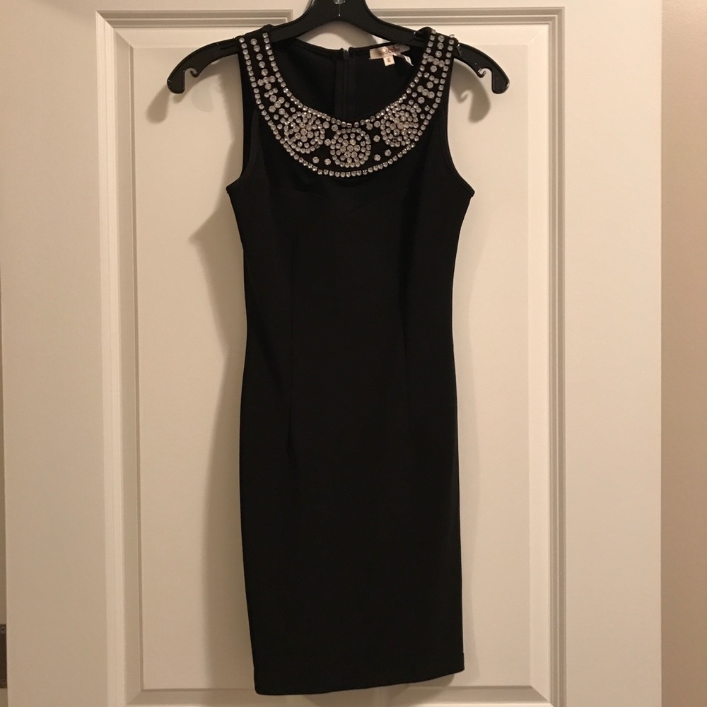 Black sequin and mesh party dress