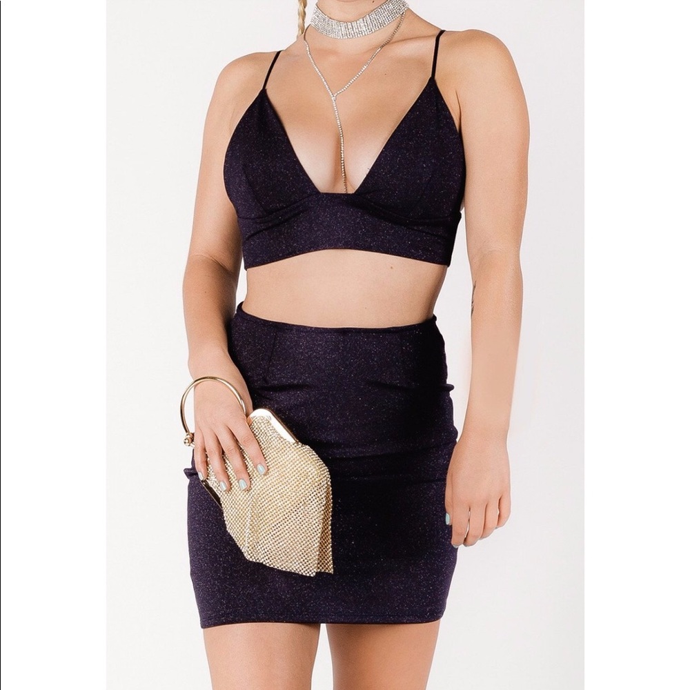 Satin sparkle two piece set