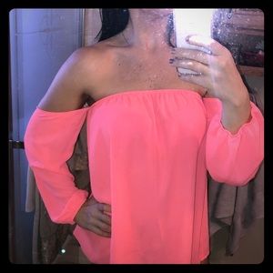 Coral Off the Shoulder Top