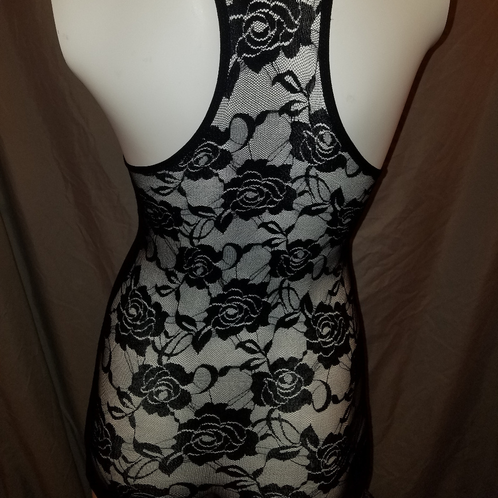 Trendy Trends USA Black Lace Back Tank Top NWOT